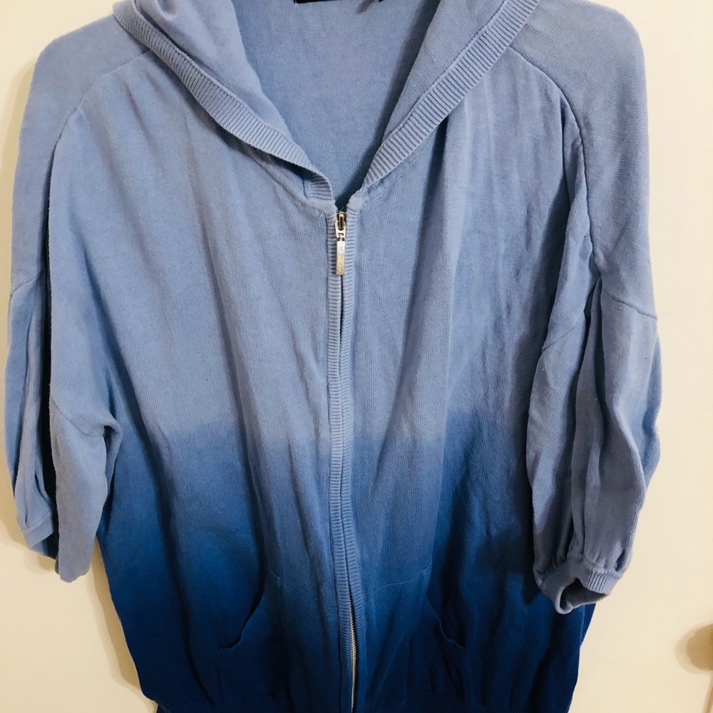 Daisy Fuentes Short Sleeve Ombré Hoodie 2X